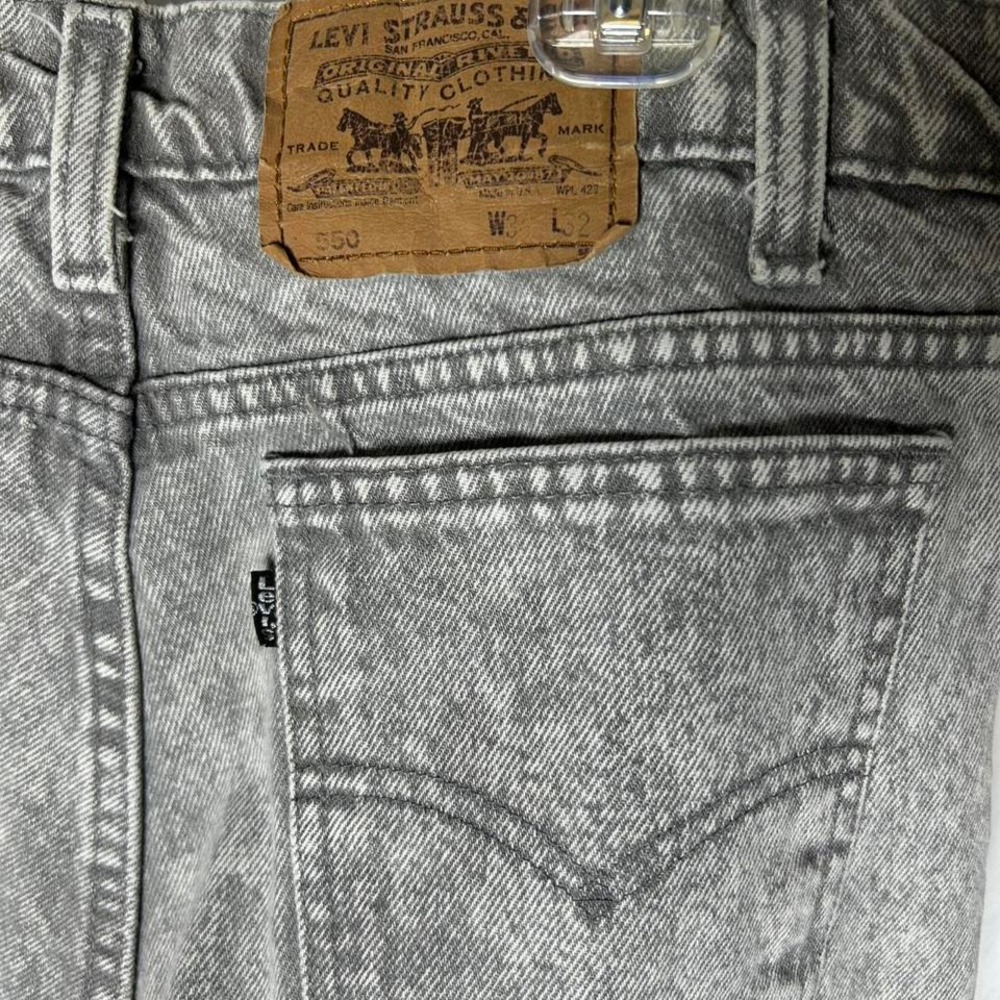 Vintage Levis 550 Acid Wash Jeans Men's 34 x 32 Gray 1980s Western 80s USA‎ Made - Picture 3 of 5